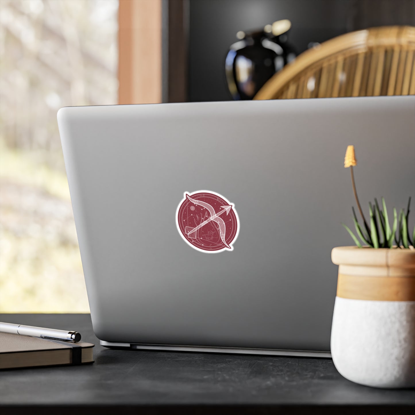 Sagittarius Zodiac Bow & Arrow Kiss-Cut Vinyl Sticker — Fire Sign Astrology Decal