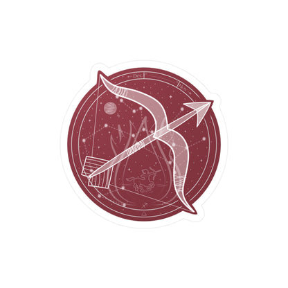 Sagittarius Zodiac Bow & Arrow Kiss-Cut Vinyl Sticker — Fire Sign Astrology Decal