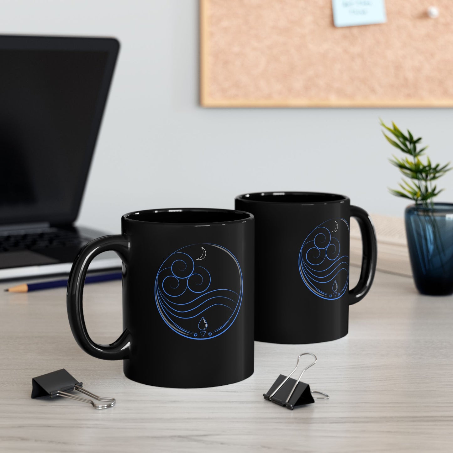 Glossy Black Mug - Water