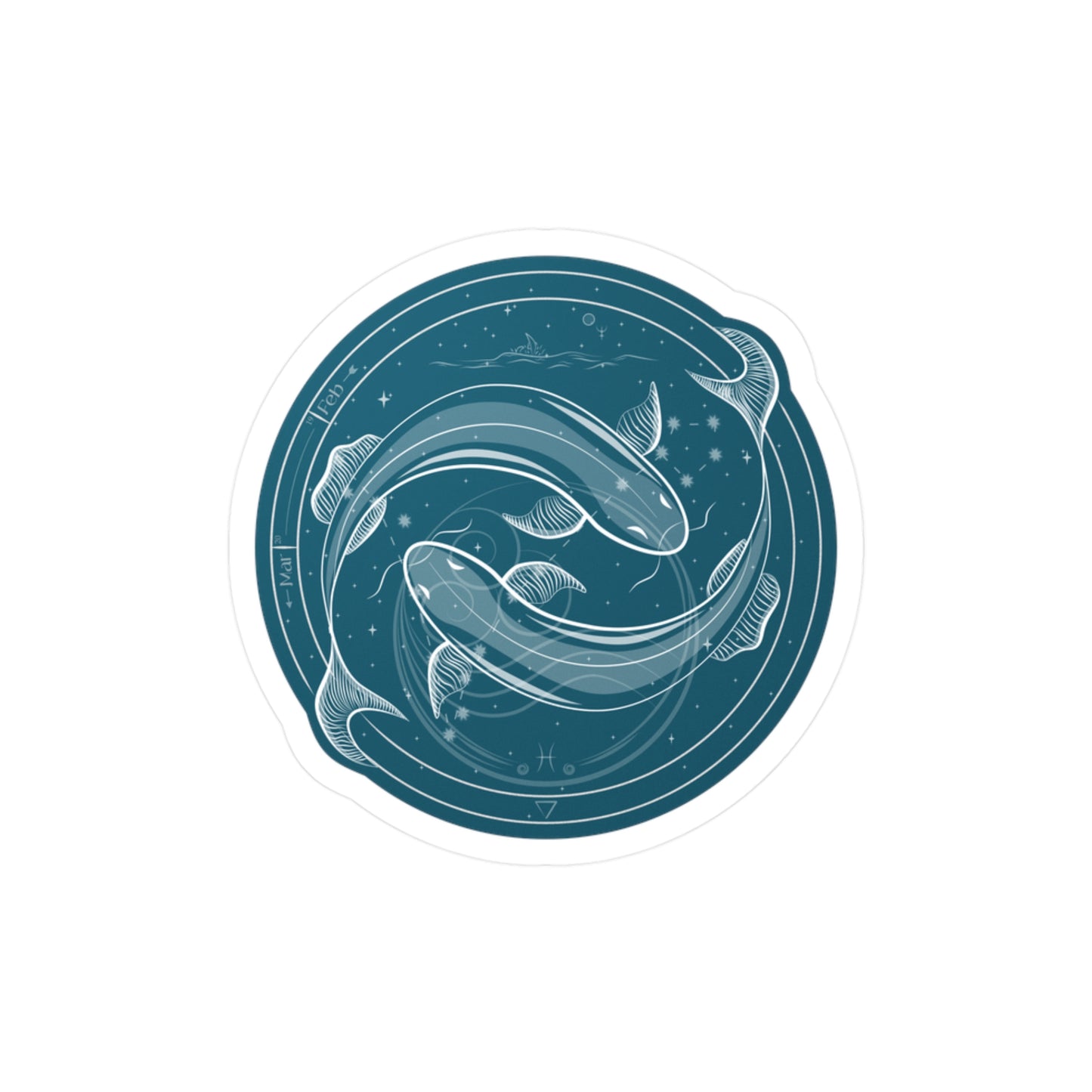 Pisces Fish Emblem Vinyl Sticker — Zodiac Water Sign Kiss-Cut Decal