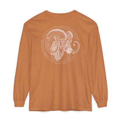Aries Ram Emblem Long Sleeve T-Shirt — Zodiac Astrology Tee
