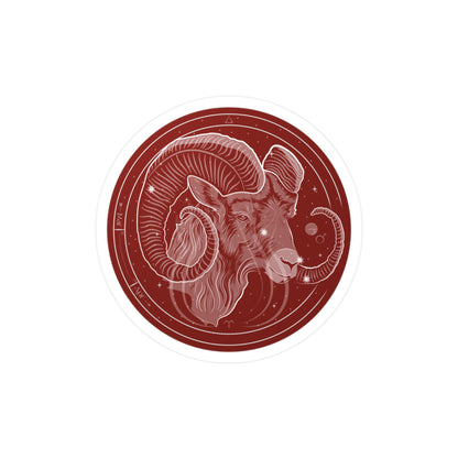 Aries Ram Emblem Vinyl Sticker — Fire Sign Zodiac Kiss-Cut Decal