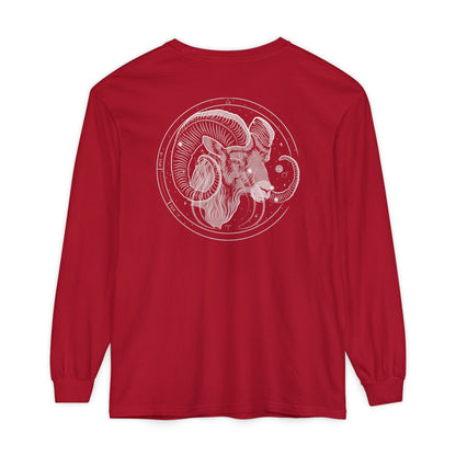 Aries Ram Emblem Long Sleeve T-Shirt — Zodiac Astrology Tee