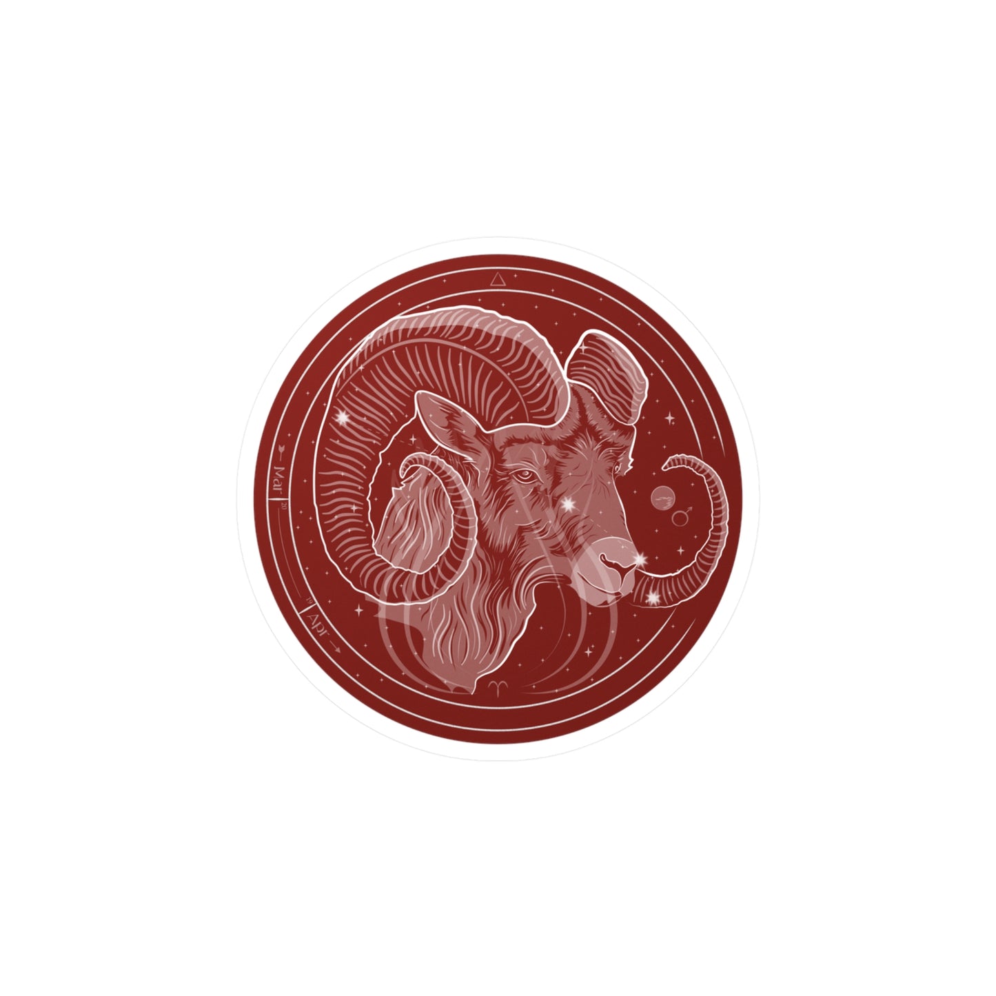 Aries Ram Emblem Vinyl Sticker — Fire Sign Zodiac Kiss-Cut Decal