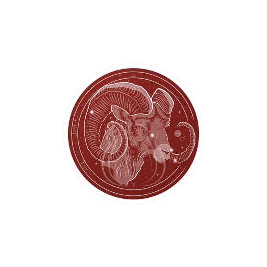 Aries Ram Emblem Vinyl Sticker — Fire Sign Zodiac Kiss-Cut Decal