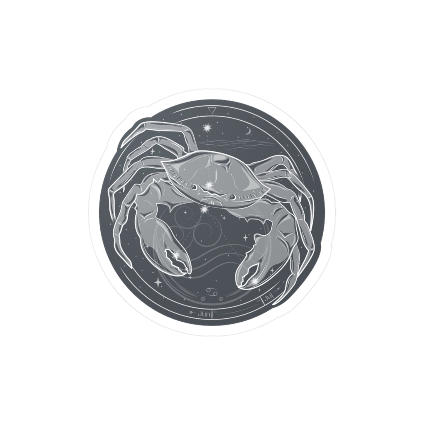 Cancer Crab Emblem Vinyl Sticker — Water Sign Zodiac Kiss-Cut Decal