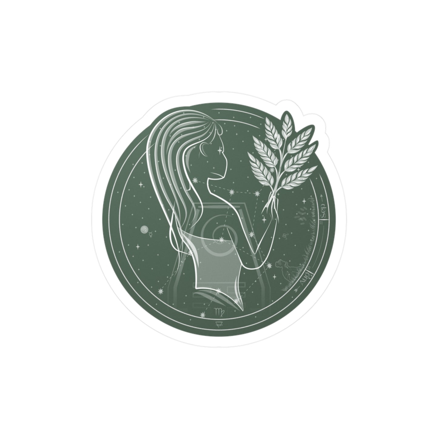 Virgo Emblem Kiss-Cut Vinyl Sticker — Earth Sign Zodiac Decal