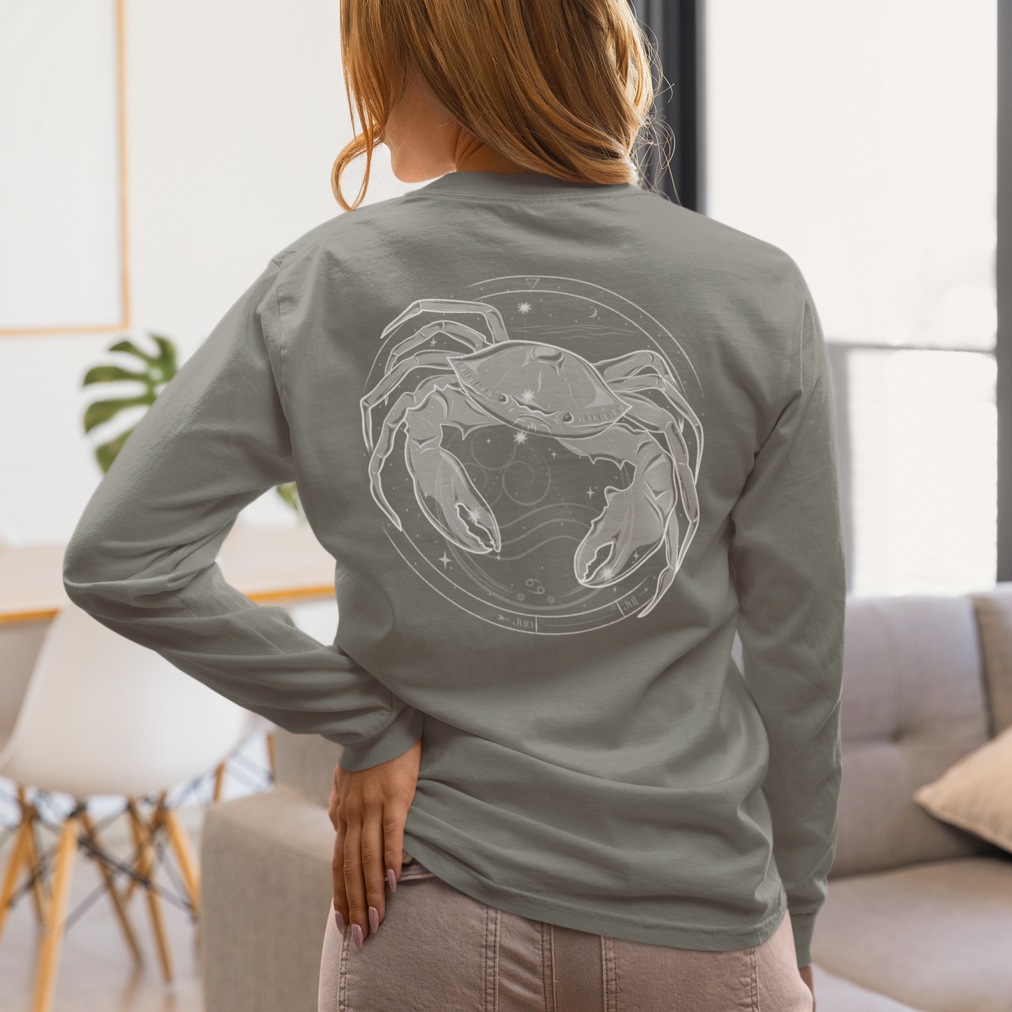Cancer Crab Emblem Zodiac Long Sleeve T-Shirt