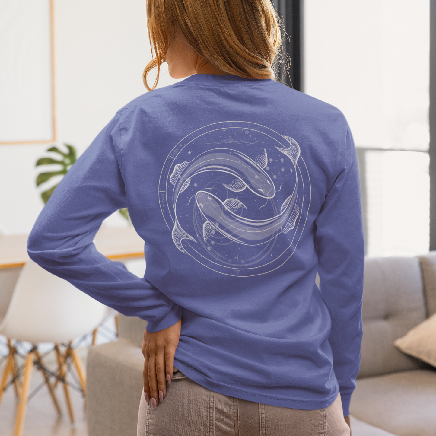Pisces Emblem Mystic Fish Unisex Long Sleeve Tee
