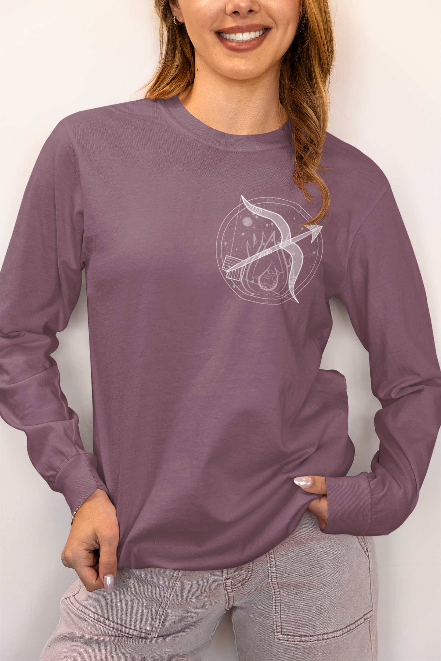 Sagittarius Emblem Mystic Bow Unisex Long Sleeve Tee