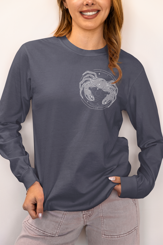 Cancer Crab Emblem Zodiac Long Sleeve T-Shirt