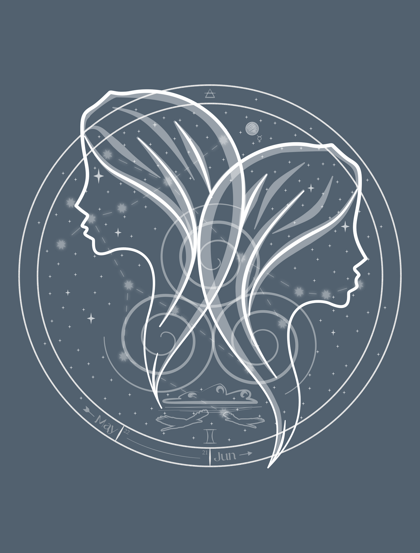 Gemini Emblem Mystical Twin Souls Unisex Long Sleeve Tee