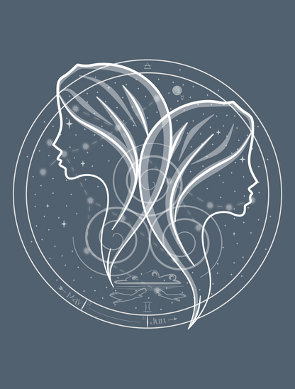 Gemini Emblem Mystical Twin Souls Unisex Long Sleeve Tee