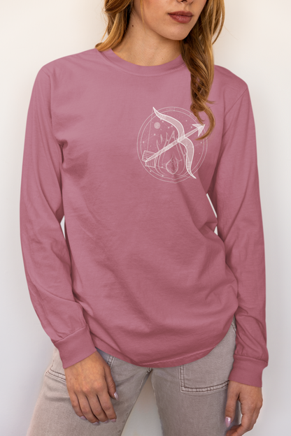Sagittarius Emblem Mystic Bow Unisex Long Sleeve Tee