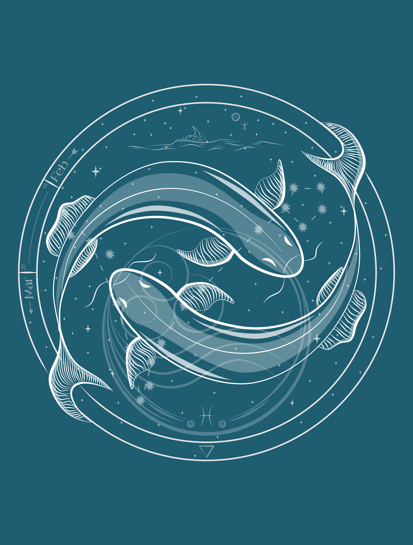 Pisces Emblem Mystic Fish Unisex Long Sleeve Tee