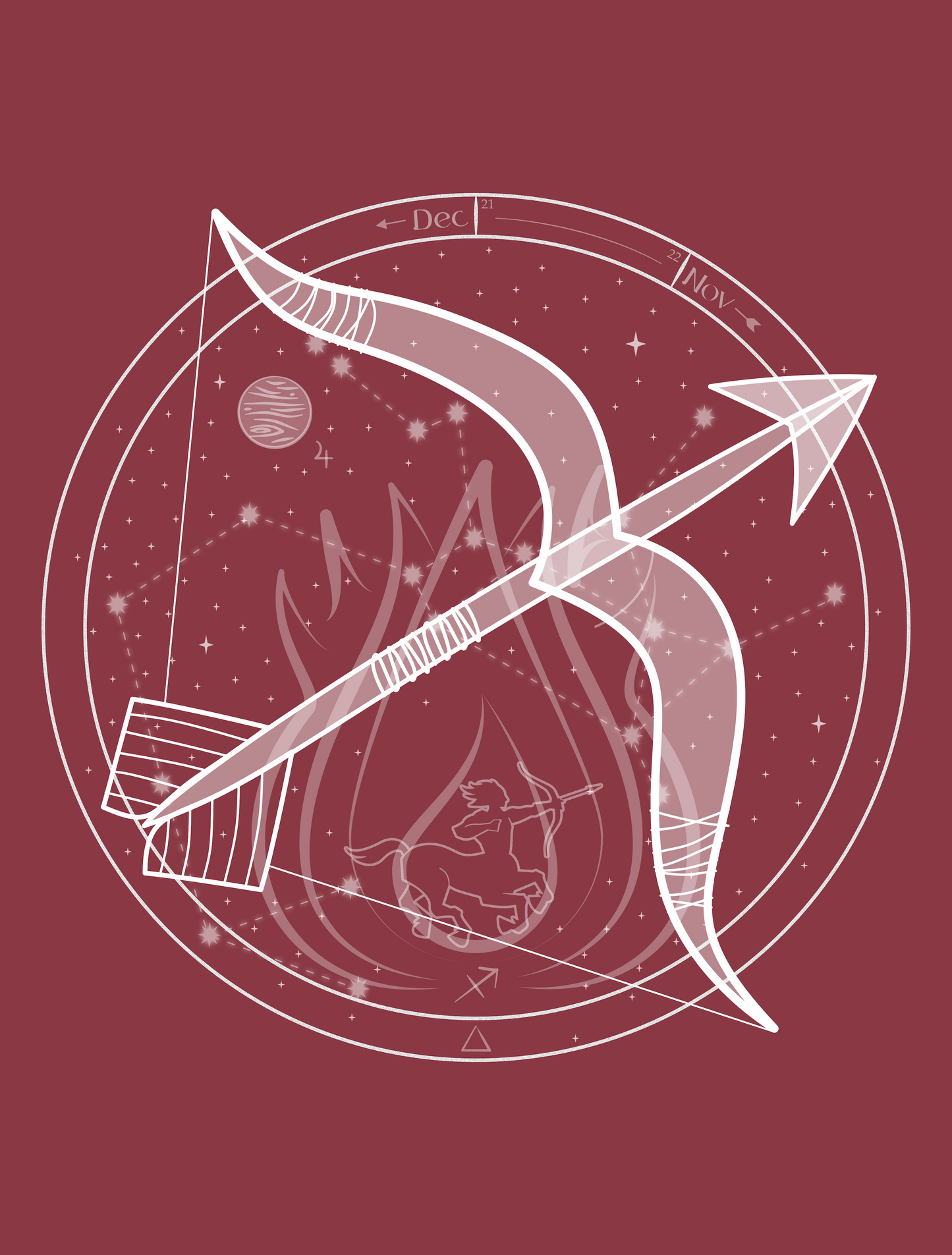 Sagittarius Emblem Mystic Bow Unisex Long Sleeve Tee